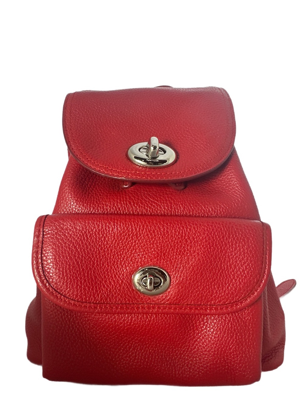 Coach Mini Turnlock Rucksack in True Red Pebble Leather – Style 37581
